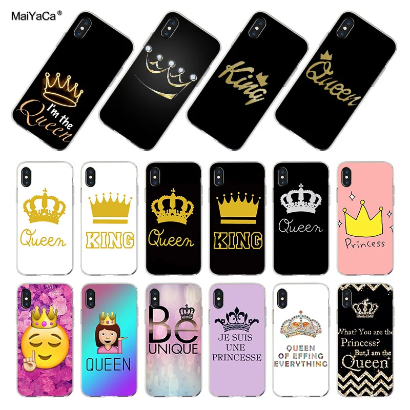 Best MaiYaCa For iphone 7 6 X Case Princess Queen King crown Coque Phone case for iPhone 6S 6plus 7 7plus 8 8Plus X 5 5S XR XS MAX