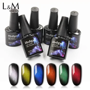 

12 PCS ibdgel Gem Effect Cat Eyes Uv Gel Nail Polsh 6 Colors Silver Cat Eye Base Soak Off Gel Polish Nail Design