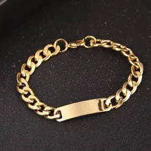 Witaya браслет из нержавеющей стали золотого цвета для женщин и мужчин, цепочка для бордюра, ID браслет, ювелирные изделия, полированный DIY панк-рок, украшения 21 см