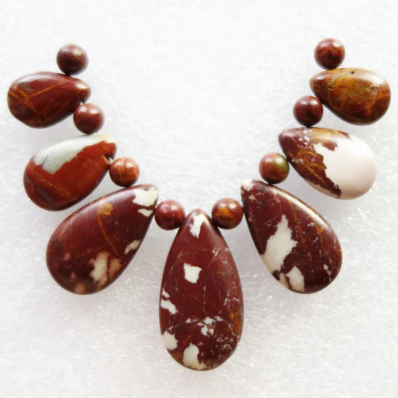 

Free Shipping Interesting 7pcs Australian Picture Stone Teardrop Pendant Bead Set And 8pcs Beads 5mm SQ014