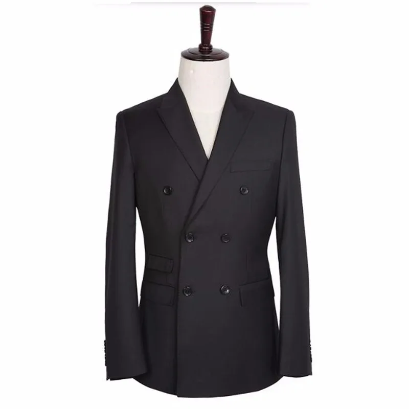 

Black men suits jacket double breasted men wedding tuxedos jacket tailor made groom best man suits jacket