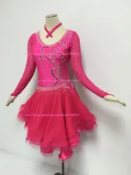 Костюмы для латиноамериканских танцев конкурс платье для танцев высокое качество индивидуальный заказ ярко-розовый Сексуальная Samba Румба
