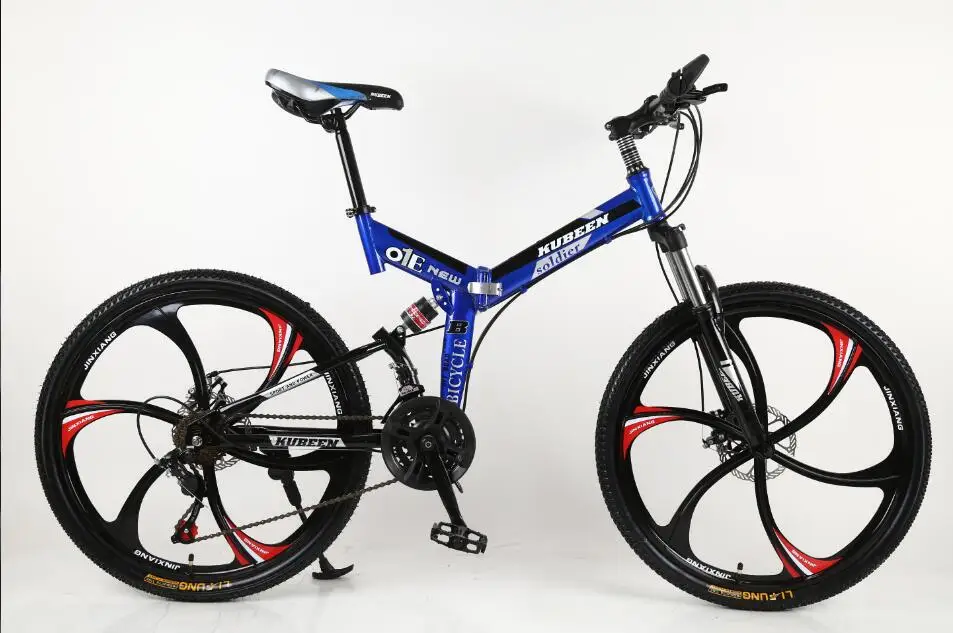 KUBEEN 26 дюймов 21 скорость интегрированное колесо горный велосипед Горные дороги - Цвет: blue 6 knives wheel