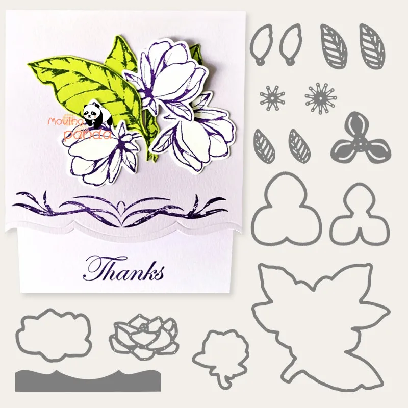 

2019 Good Morning Magnolia no.2 flower Clear Stamp and Dies for Scrapbooking Card Album Making Metal Cutting Dies and Stamps Set