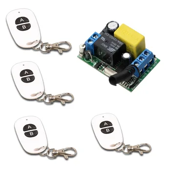 

New AC220V 1CH 10A Relay Remote Control Garage Door RF Wireless Remote Control Switch System 4X Transmitters + 1 X Receiver