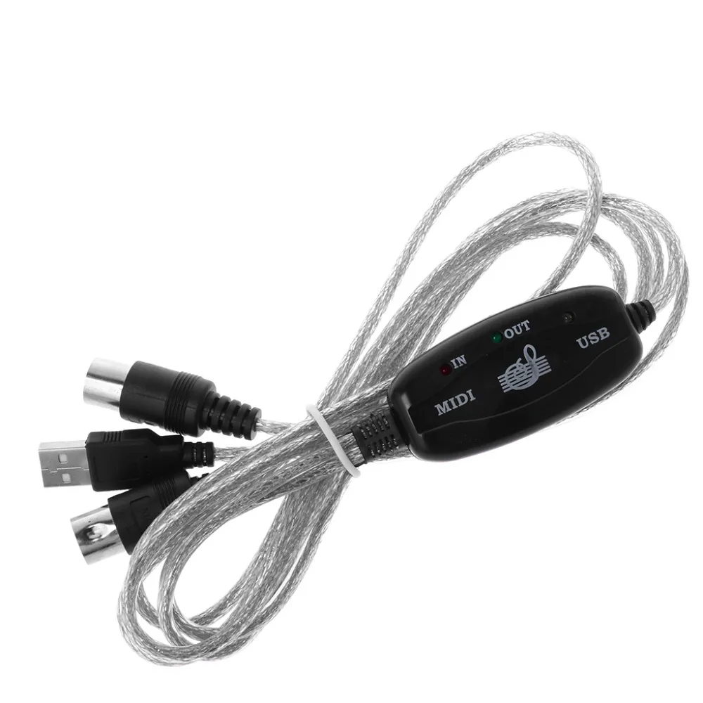 

MIDI USB IN-OUT Interface Cable Cord Line Converter PC to Music Keyboard Adapter