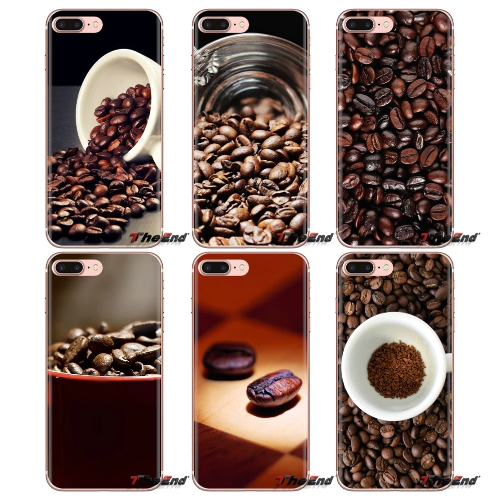 Food Wallpaper Coffee beans For Samsung Galaxy J1 J2 J3 J4 J5 J6 J7 J8 Plus 2018 Prime 2015 2016 2017 Transparent Soft Cover Bag |