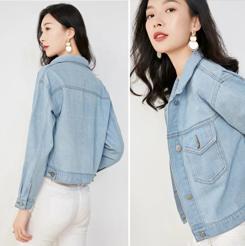 Basic Jeans Jacket Women Black Light blue Spring Autumn Woman Denim Womens Coat And Jackets Jean Slim Short Type Jacket Feminina (9)