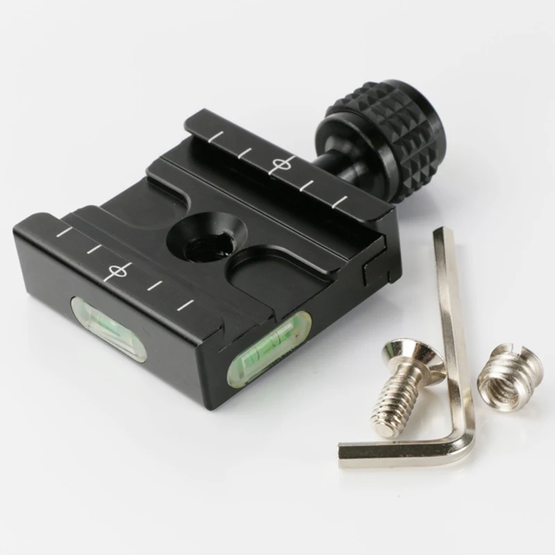 

QR-50 Adapter Plate Square Clamp with Gradienter for Quick Release Plate for Tripod Ball Head Arca Swiss RRS Wimberley P0