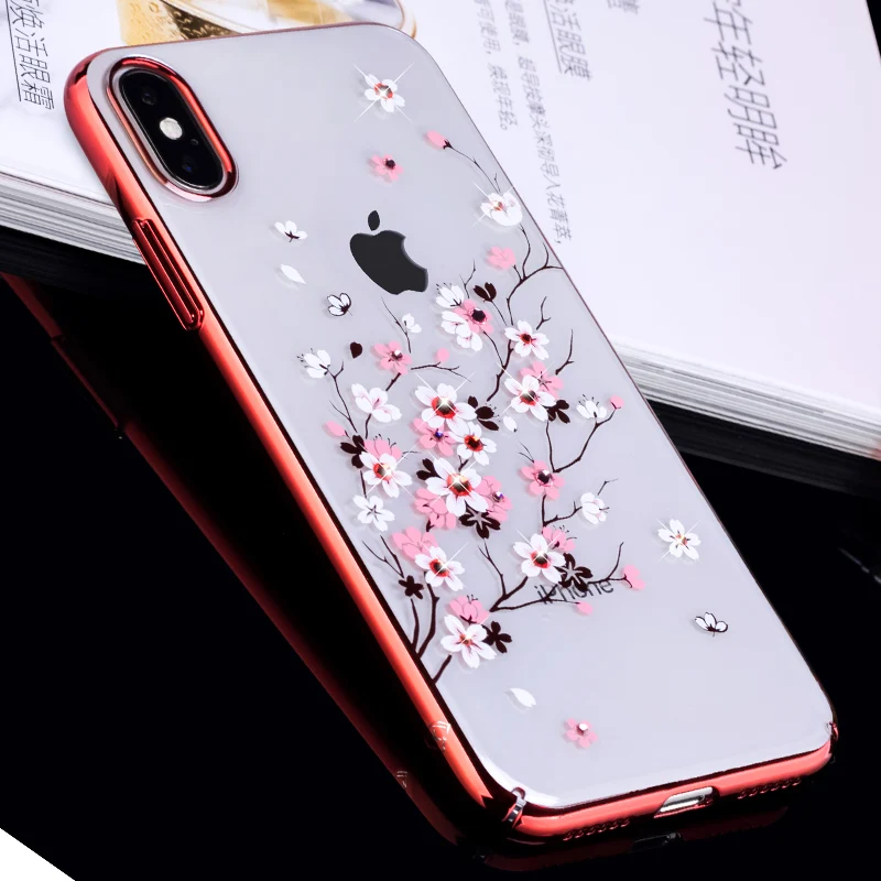 KINGXBAR чехол для iPhone X крышка птица кристаллы от Swarovski Прозрачный 10 Капа цветок| |