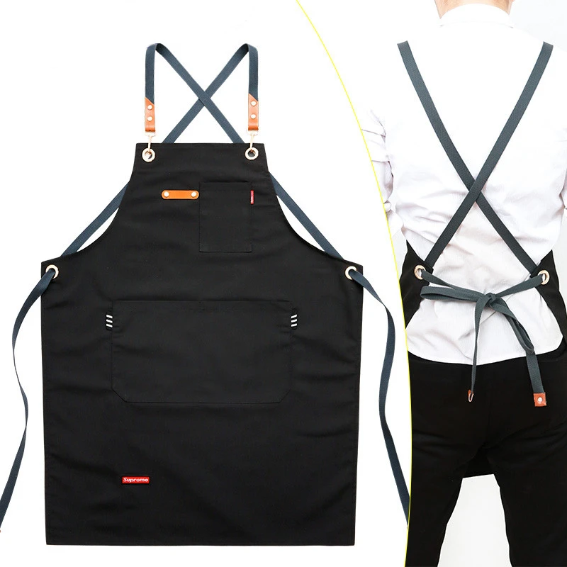 

New 2019 Canvas Aprons for Women Men BBQ Senior Chef Bib Home Kitchen Barber Cleaning Cooking Restaurant Waitress Custom logo