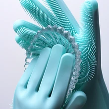 Gants de lavage de la vaisselle en silicone, 1 pièce, caoutchouc magique de qualité alimentaire, épurateur de cuisine, gants de nettoyage de la vaisselle