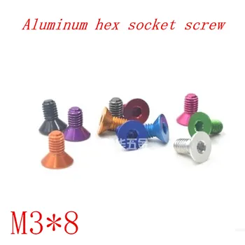

10pcs DIN7991 M3*8 m3 x 8 colourful aluminum 7075 flat hex socket countersunk cap head screw
