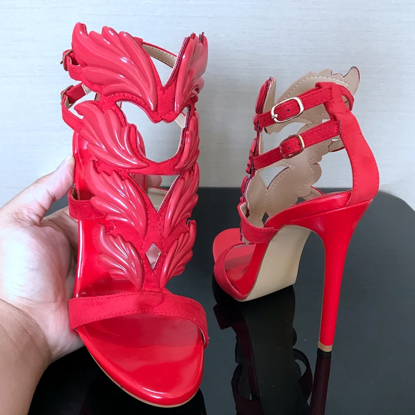 Brand Shoes Woman Leaf Flame High Heels Zapatos Mujer Womens Platform Pumps Women Sandals Summer Party Wedding Shoes Peep Toe