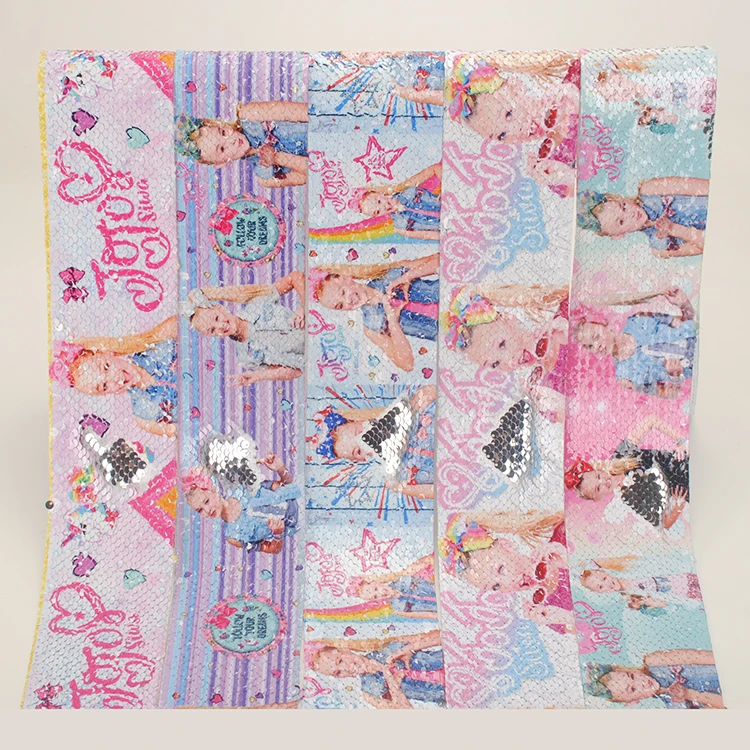 

NEW 5 ys 3" 75mm cartoon jojo hairbow reversible sequin ribbon
