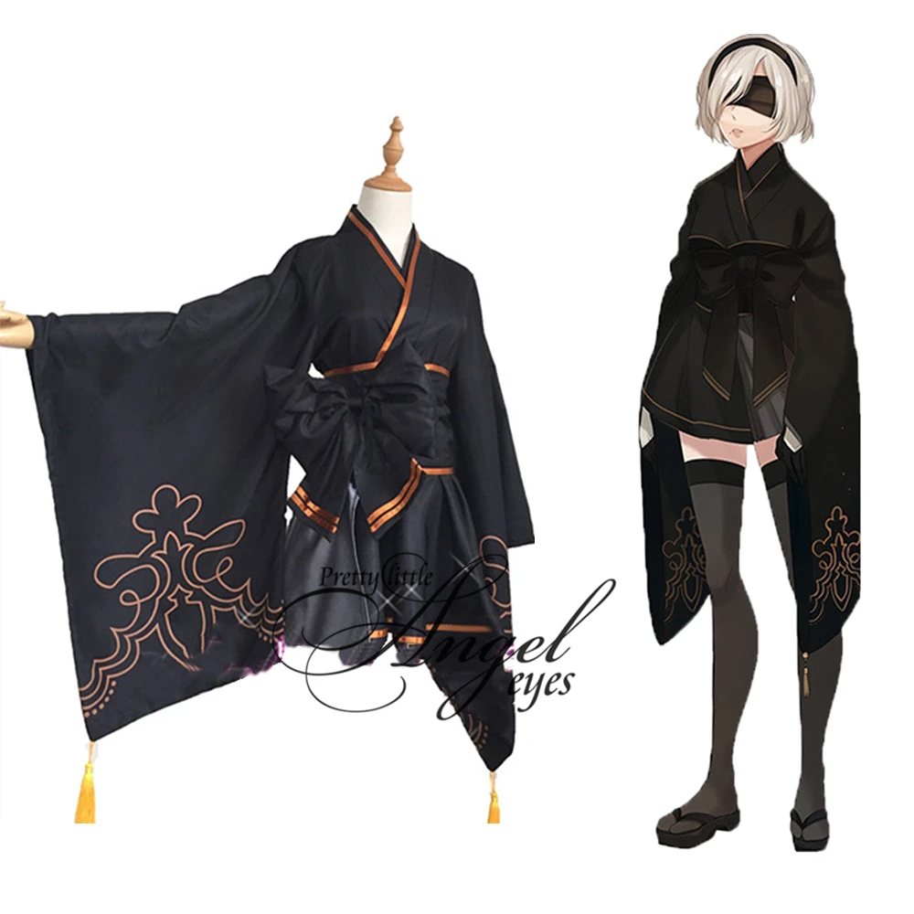 Горячая игровой НИР: автоматы 9S YoRHa № 2 Тип B кимоно 2b Косплэй повседневные Костюмы