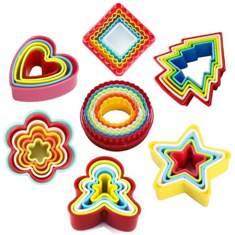 

Cute 5pcs/set Cookies Cutter Frame DIY Star Chirstmas Tree Round Heart Flower Mold Cookie Maker Fondant Biscuit Cake Mould