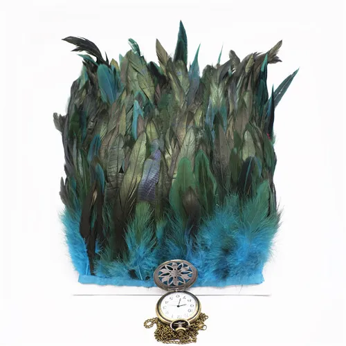 turquoise Отделка перьями 10 ярдов 10-18 см Coque перо лента с перьями из хвоста петуха бахрома свадебное платье юбка праздничная одежда украшение - Цвет: turquoise