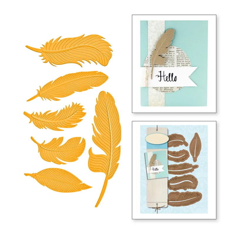 

DiyArts 6 Pcs/lot Metal Cutting Dies Scrapbooking For Card Making DIY Embossing Cuts New Craft Beautiful Feather Decoration