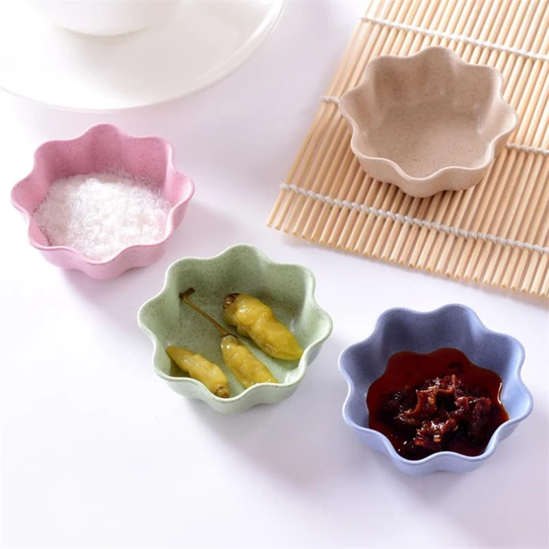 

Home Kitchen Wheat Straw Seasoning Dish Creative Plastic Round Pickles Small Dish Tableware Sauce Snack Dish