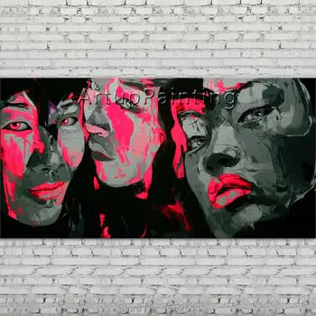 

Palette knife portrait Face Oil painting Character figure canva Hand painted Francoise Nielly wall Art picture 06-10-9f