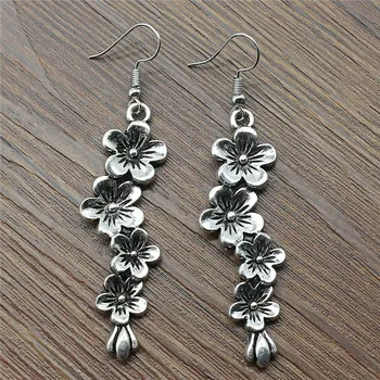 

Fashion Handmade Simple Design 56mm Flower Branch Charms Drop Earrings Jewelry Gift For Women