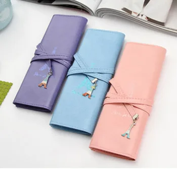 

Free shipping Korea steam PU Eiffel Tower pencilcase,pvc box package,cosmetic case