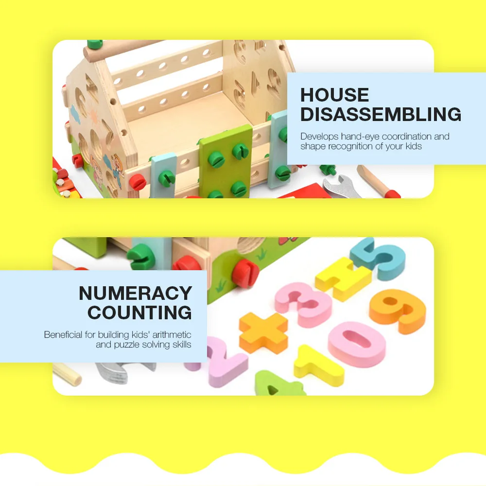 Деревянный дом Игрушка Дети демонтаж цифры буквы дети учатся образовательная Математика музыкальные деревянные Обучающие строительные блоки