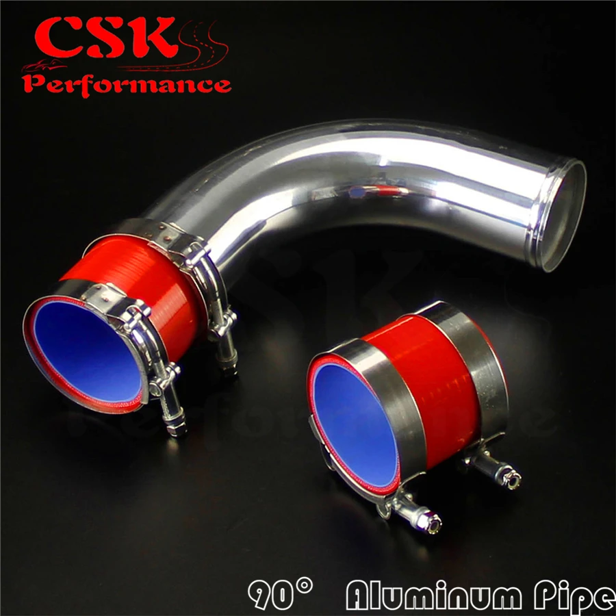 90Deg 70mm 2.75" Aluminum Intercooler Piping pipe Tube+Silicone hose w