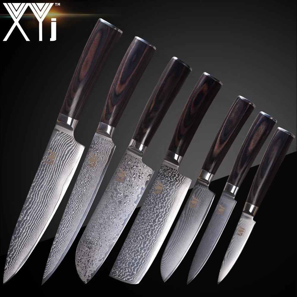 XYj Damascus Steel Knife Kitchen Cooking Knives Set Accessories 73 Layer Japanese VG10 Damascus Knife Kitchen Tools Accessories