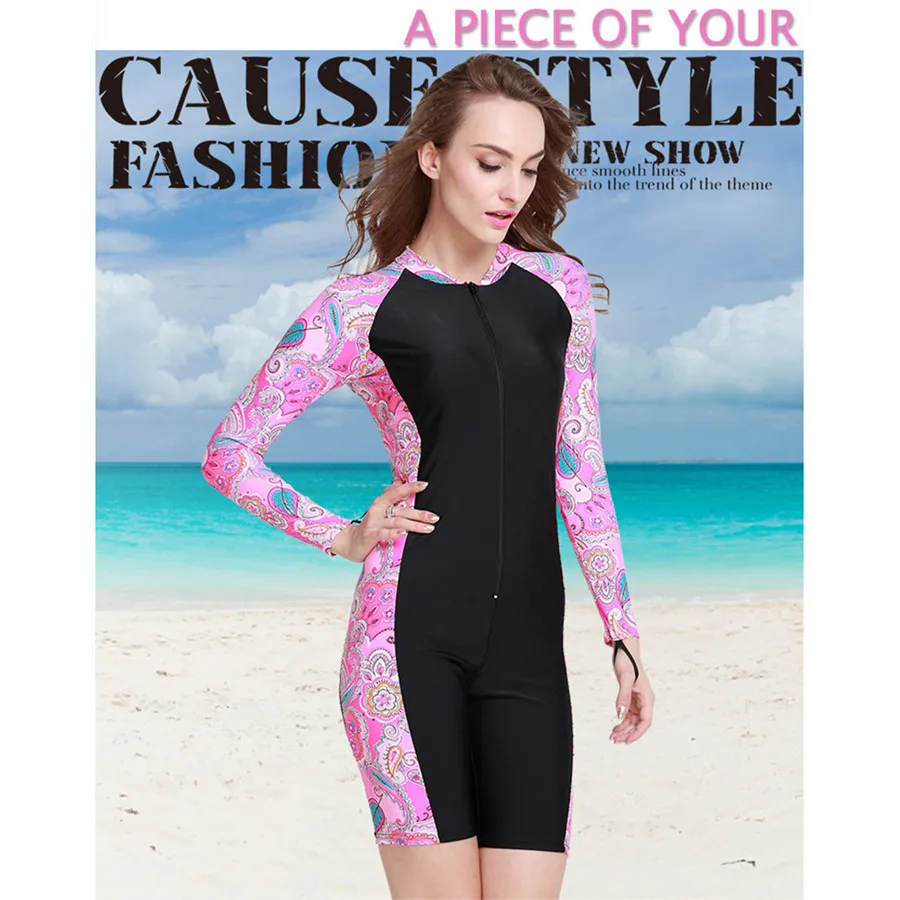2019 women's surfwear super new diving suit summer sun protection women's sea surfing swimming suit all-in-one swimsuit  40MA4 (14)
