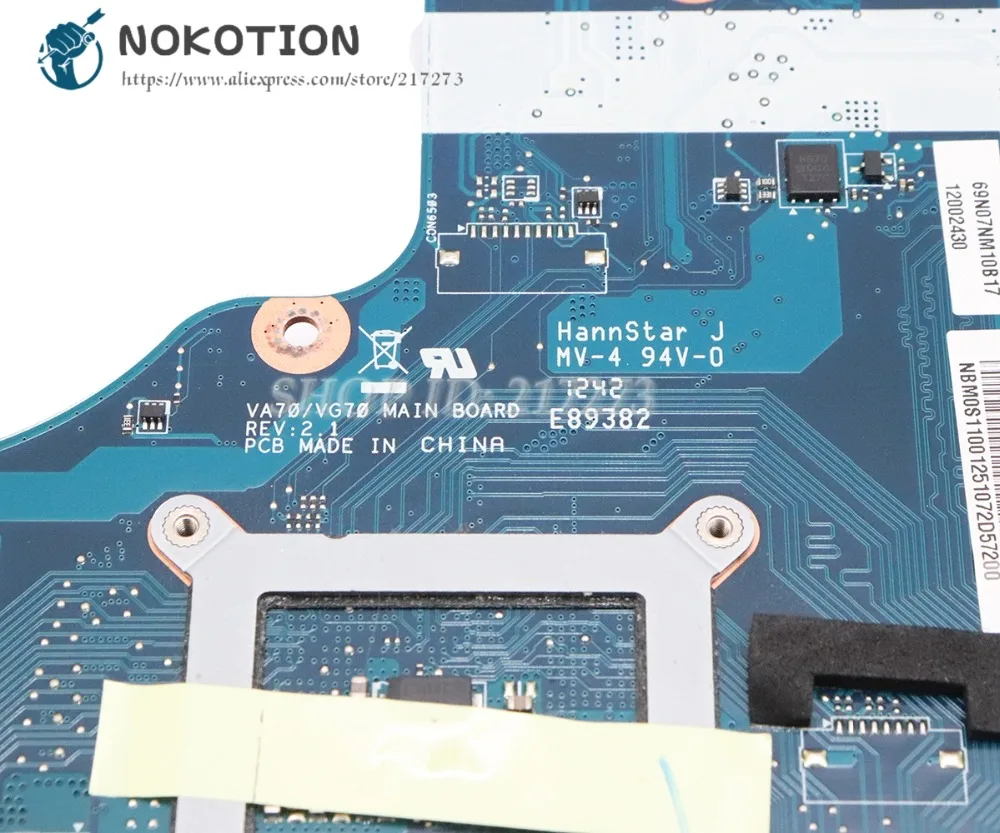 NOKOTION для acer aspire V3-771G материнская плата для ноутбука GT650M NBM0S11001 NB. M0S11.001 VA70 VG70 основная плата