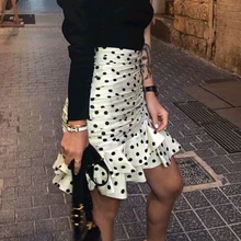 Модная женская юбка с высокой талией уличная винтажная Женская мини-юбка в горошек с каскадными оборками элегантная юбка для девочек шикарная ins
