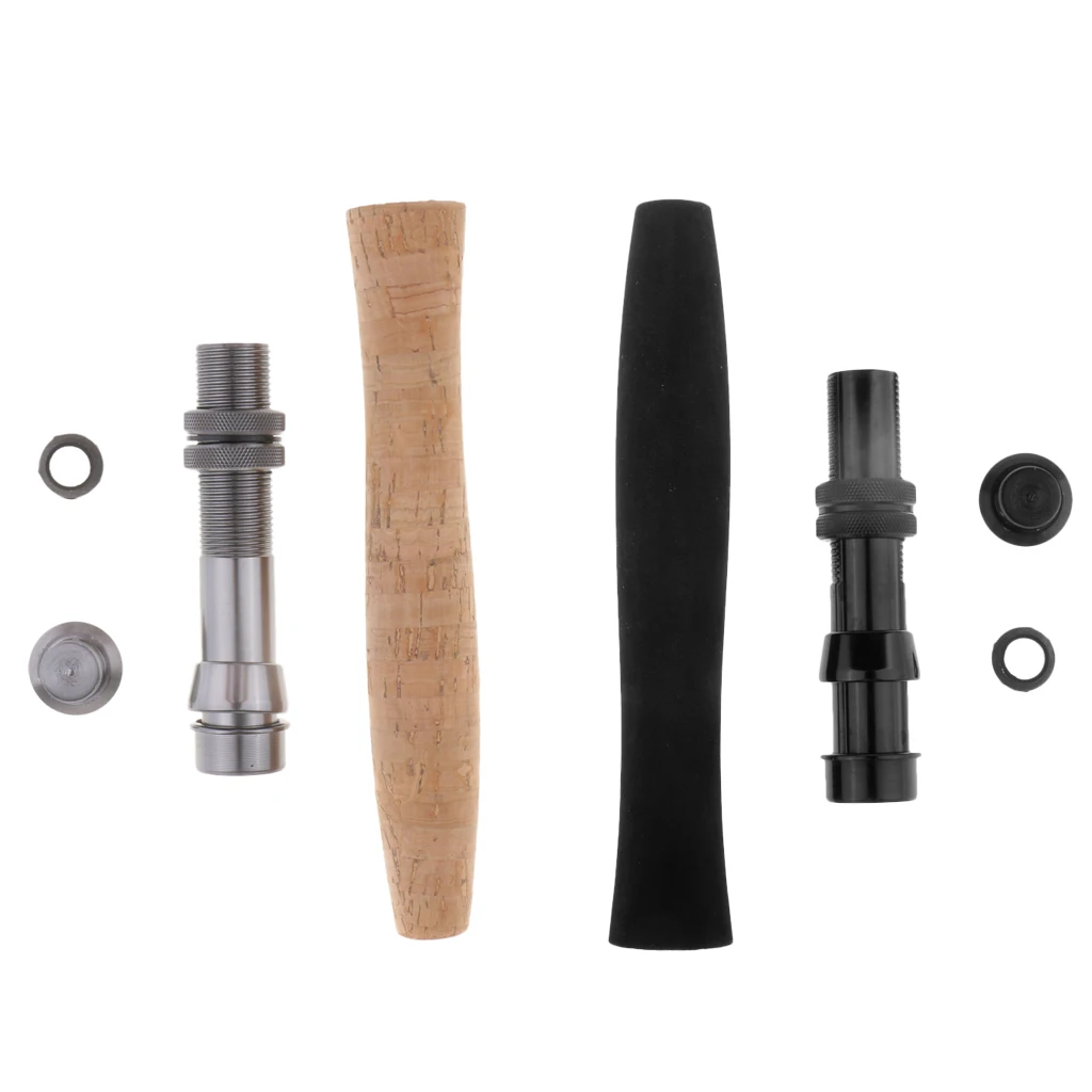 2 Sets Long EVA Foam/Cork Fishing Rod Handle Grip with Reel Seat for Fly Rods