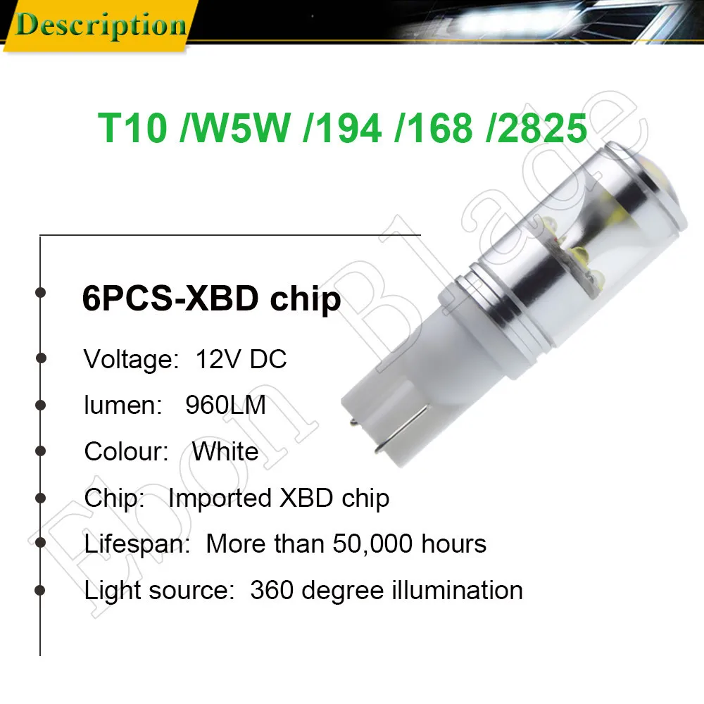 2x T10 W5W 920 912 921 Высокая мощность 30 Вт экстремально яркие Cree XBD чипы светодиодный лампы для парковки автомобиля резервный обратный светильник 12 в 24 В