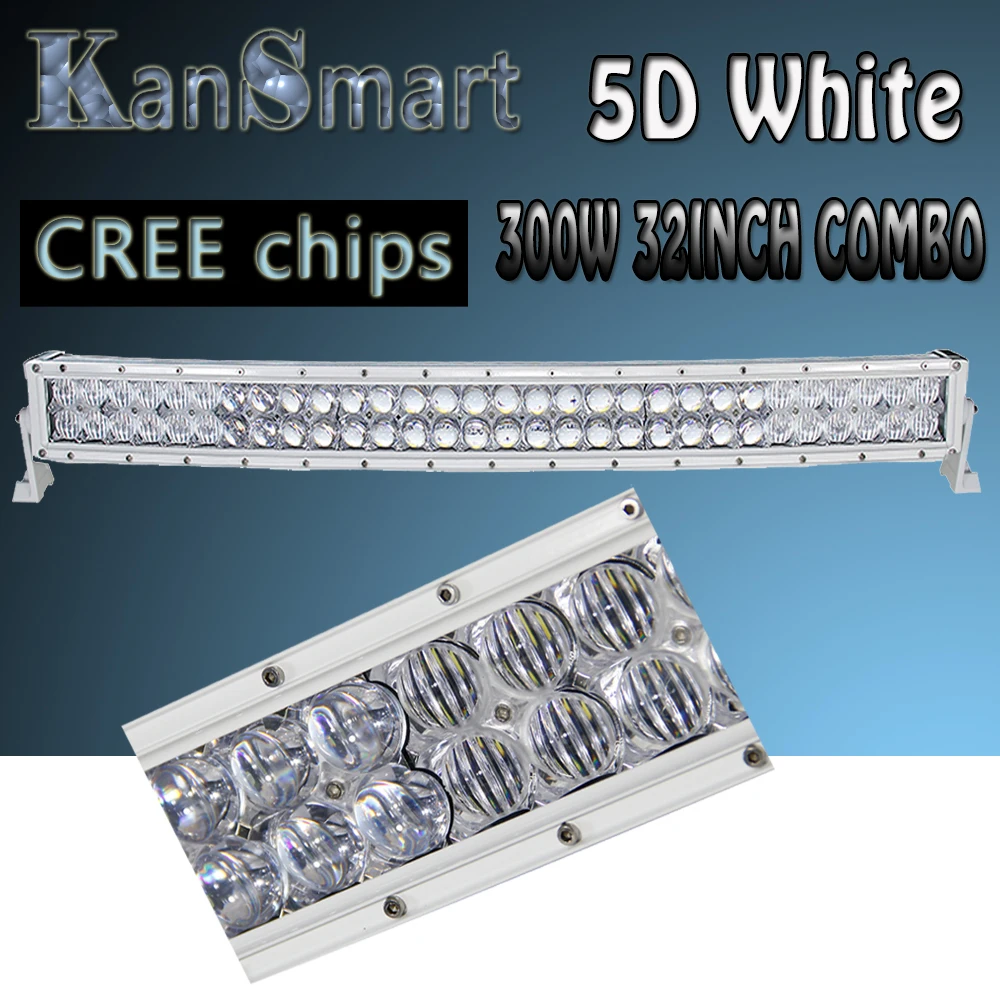 300W 32Inch Cree Chips Curved White Combo External Lights LED Work Light Bar Offroad Driving Lamp Pick-up SUV 4WD Car Lamps ATV