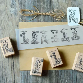 

Cute DIY Plant Wooden Seal Photo Album Scrapbooking Diary Rubber Craft Wax Seal Stamp Christmas and New Year gifts