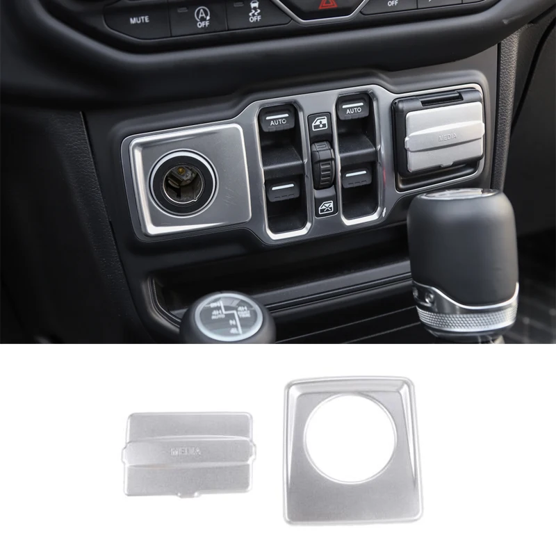 Ajuste para Jeep Wrangler JL 2018 up mechero de coche y Puerto USB Decoración bisel adornado piezas interiores accesorios de coche Ajuste para Jeep Wrangler JL 2018 up mechero de coche y Puerto USB Decoración bisel adornado piezas interiores accesorios de coche