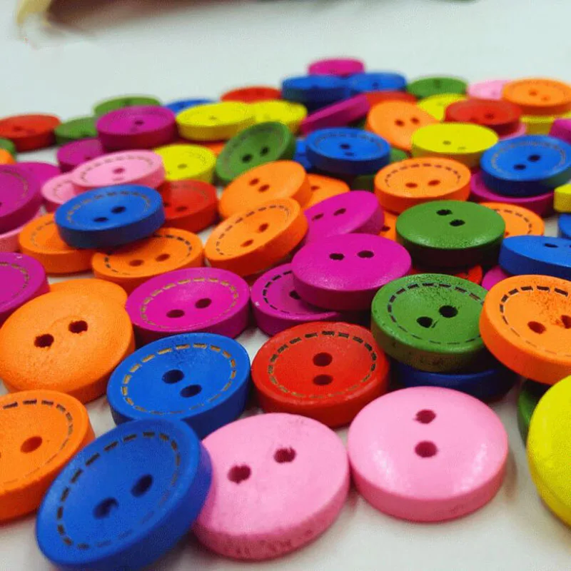 

1pack 2 Holes Mixed Craft Kids DIY Colorful Colour Imaginary Line Wooden Buttons Fit Sewing Scrapbooking Sewing Buttons 15mm