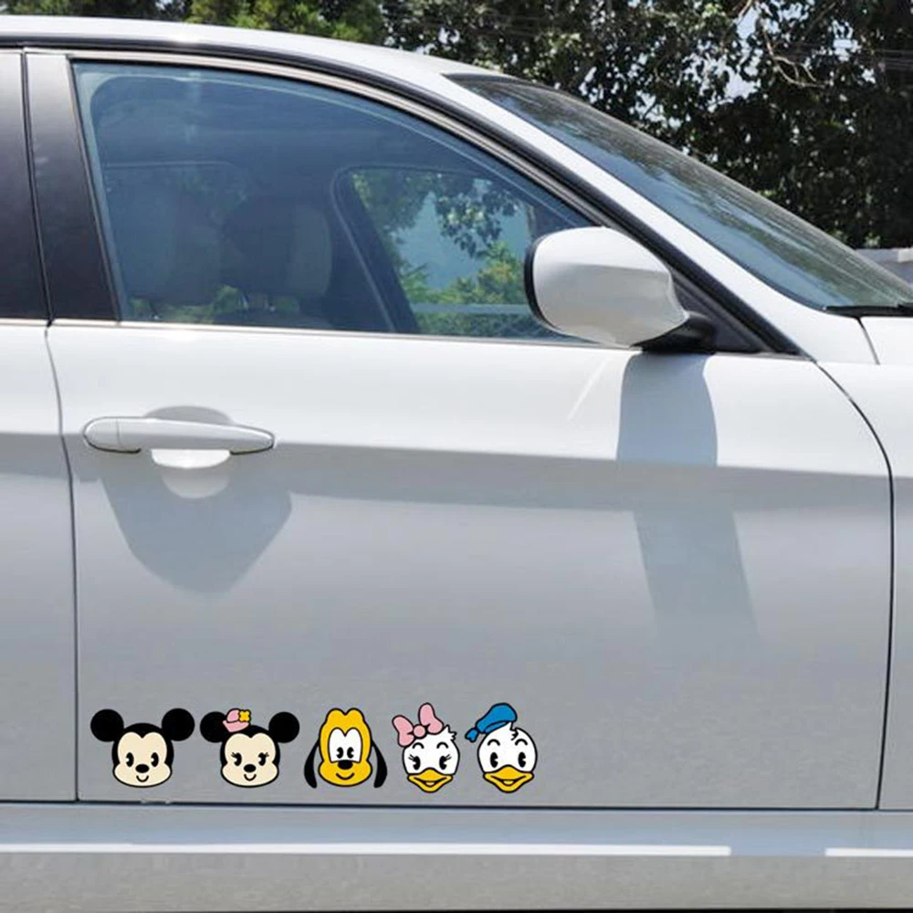 

Aliauto Car-styling Reflective Cartoon Car Sticker Mickey Mouse Combination Cover Scratches for Peugeot Mercedes Kia Skoda Golf