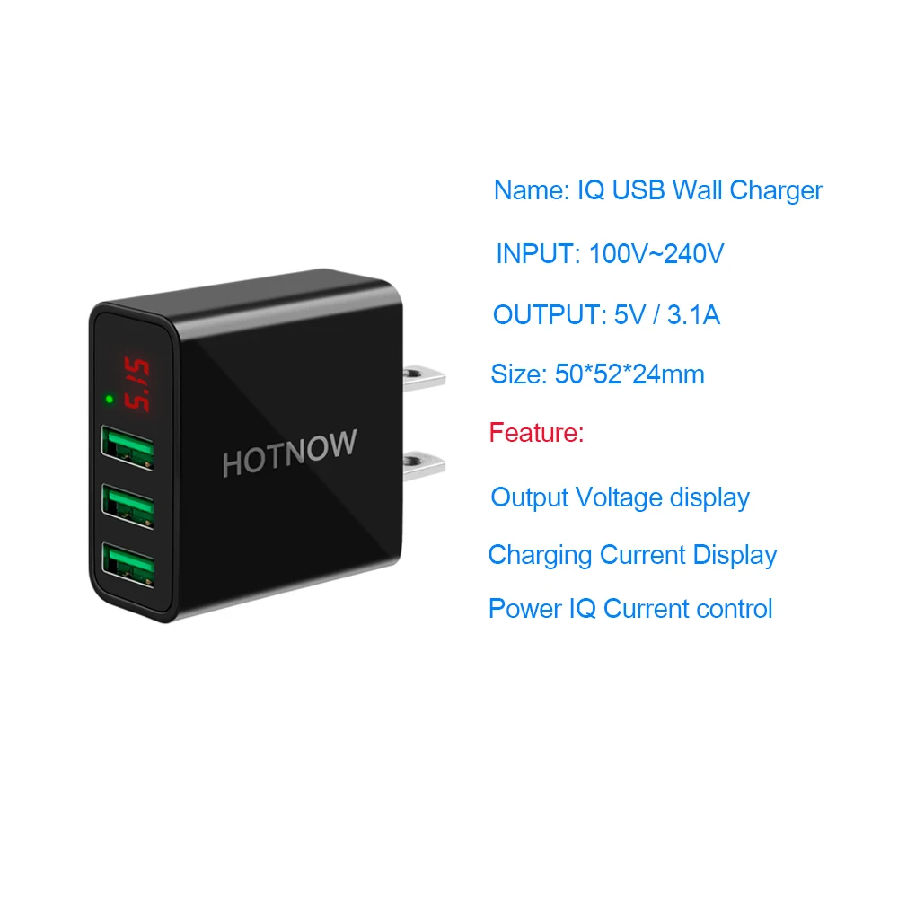 HOTNOW USB зарядное устройство для путешествий светодиодный дисплей портативное настенное зарядное устройство адаптер EU/US штекер зарядное устройство для мобильного телефона s для iPhone samsung xiaomi