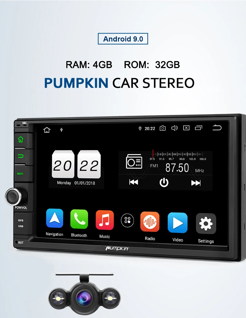 Best Pumpkin Octa Core RAM 4G ROM 32G 2 Din7"Android 9.0 Universal Car Stereo Fast Boot Radio WiFi GPS Navigation Audio Player NO DVD 1 Best Pumpkin Octa Core RAM 4G ROM 32G 2 Din7"Android 9.0 Universal Car Stereo Fast Boot Radio WiFi GPS Navigation Audio Player NO DVD 1