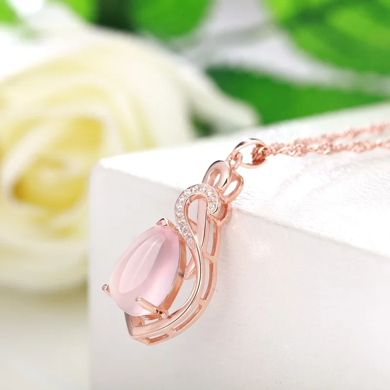 XIYANIKE розовое золото ожерелье натуральный порошок кристалл гибискуса камень кулон ключицы цепи ювелирные изделия для женщин модные подарки VNS8515