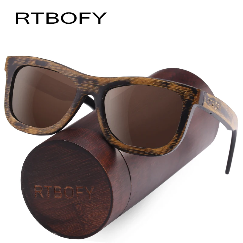 

RTBOFY Wood Sunglasses Women Bamboo Frame Eyeglasses Polarized Lenses Glasses Vintage Design Shades UV400 Protection Eyewear