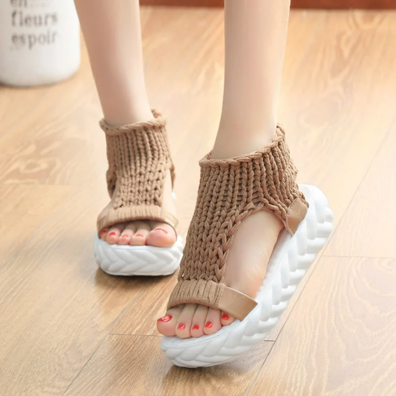 

Weave Women Sandals Summer Women Shoes Platform Sandals Comfort Socks Shoes Woman Sandalias Light Casual Female Footwear Creeper