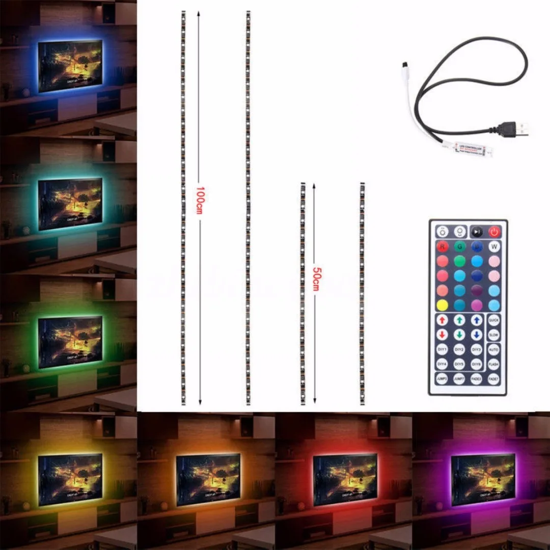 

5V USB Powered RGB Color Change 5050 LED Strip Computer TV PC Back Light Kit New