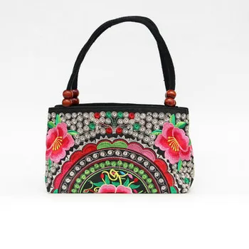 

Fashion Women Small handbags!Hot Floral Embroidered Lady Top-handle bags Top National embroidery Lady Totes Double-layers