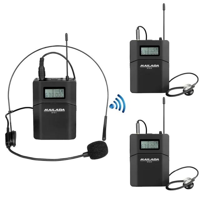 

WT8 Wearing Headset Mic 1 Transmitter+2 Receiver +Microphone for Lecture Teaching Travel Simultaneous Interpretation