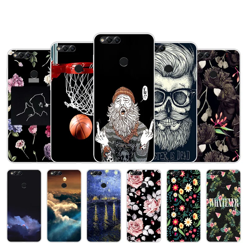 

for Huawei Honor 7X Soft Silcone Cases Sketch Design Shell for Huawei 7X Back Cover 5.93 inch for Honor 7X Phone Coque Capa
