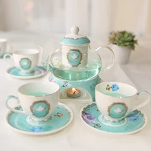 Новое поступление креативный термостойкий пасторальный стиль костяного фарфора стеклянный набор для цветочного чая послеобеденный чай кофейная чашка набор
